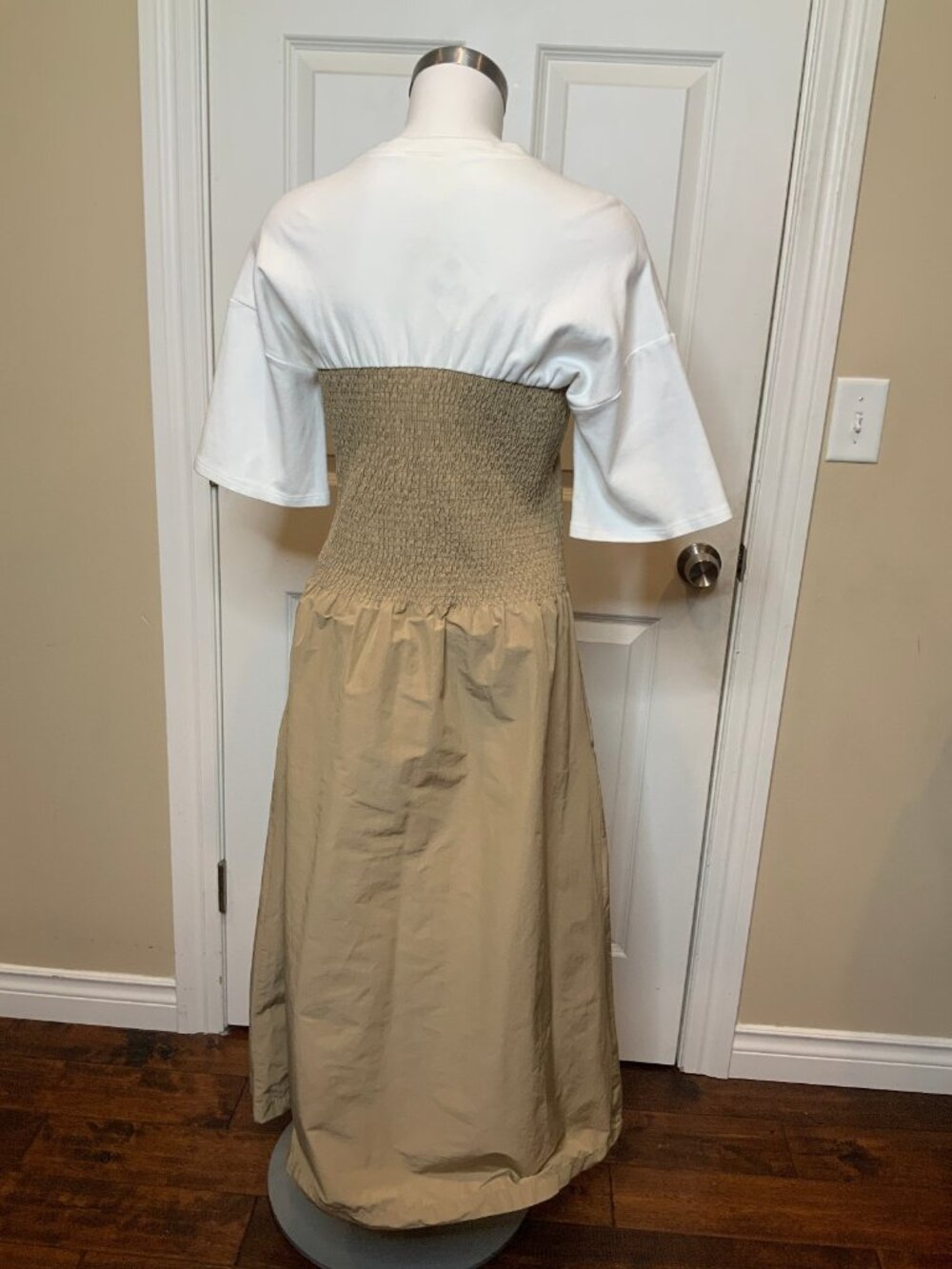 Maeve Anthropologie Tan White Lilou Twofer Midi Dress, Size M - Picture 6 of 9